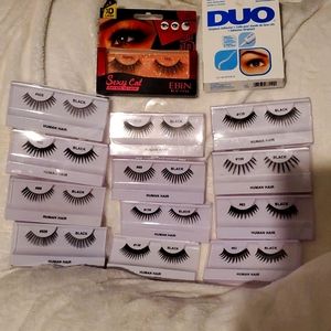 False eyelashes and glue that dries clear
